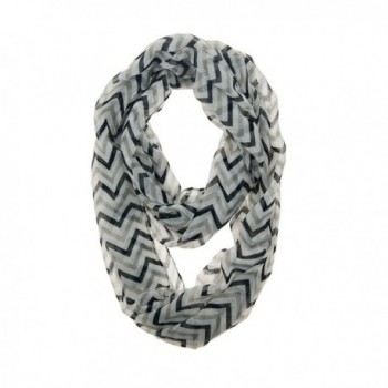 FuzzyGreen Chevron Fall Loop Autumn Infinity Scarf - Black and Grey - CQ11TJRYG2Z