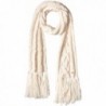 Cole Haan Women's Chunky Cable Scarf with Fringe - Ivory - CX12GA0DHFT