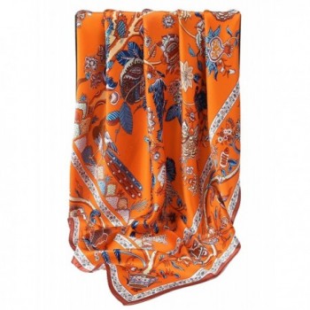 Grace Scarves 100% Silk Scarf- Extra-Large - Beanstalk- Orange - CL188QSAM8D