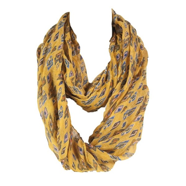 Tribal Print Infinity Scarf Fashion Style Winter Circle Loop Cowl Wrap Layer 74" - Yellow - CI11TWGA9BT