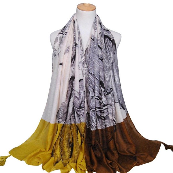 Rumas Fashion Women Printing Tassels Long Soft Wrap Shawl Cotton Scarf Scarves - Yellow - C612MNU42HD