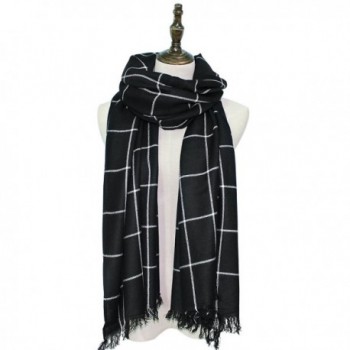 Hippih Womens Warm Soft Scarf Fashion Lattice Wrap Winter Large Blanket Shawl(Black) - CU186DI6KTH