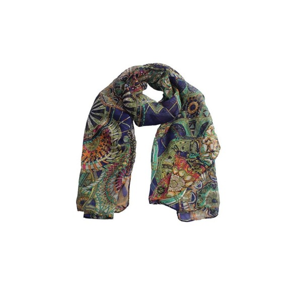 LEERYA Fashion Women Girl Chiffon Printed Silk Long Soft Scarf Shawl Scarf - Navy - CS12IN9ILA1