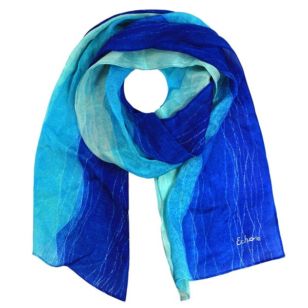 Echo 100% Silk Sandy Shore Fashion Scarf Blue Wave - CL18256RQZC