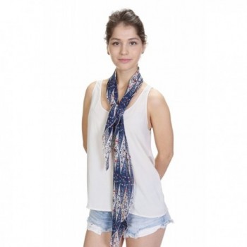 Feriamode Petite Scarf Skinny Pattern Scarf - 16 Blue - CE12GO3G42L