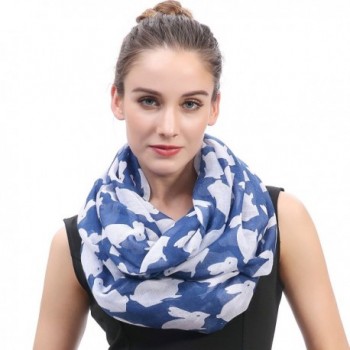 Lina & Lily Rabbit Bunny Print Infinity Loop Women's Scarf Lightweight - Blue - CZ185OAOWAK