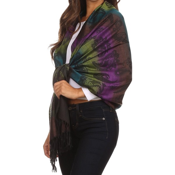 Sakkas Marley Ombre Striped Paisley Pashmina/ Shawl/ Wrap/ Stole - Purple - C2124T29OAR