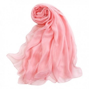 CHANGXIN Women's Fashion Soft Solid Color Silk Long Scarf - Pink1 - C4186AMZL76