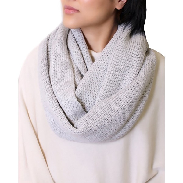 (8 COLORS) 100% ORGANIC COTTON Knit Infinity Scarf- Super Soft Stretch Thick Chunky Warm - Light Grey - CJ188S5ISTI