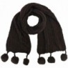 Long Knit Winter Scarf With Pom-Poms - Brown - C8119PHXUF3