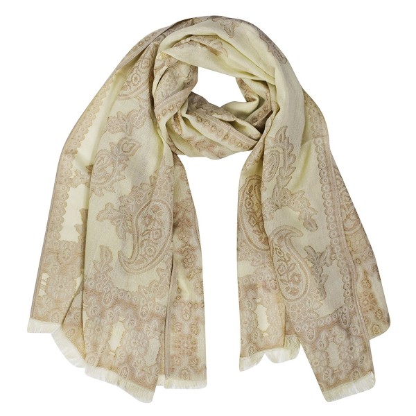 Peach Couture Poppy Print Floral Paisley Pattern Pashmina Wrap Shawl Scarf - Paisley Taupe - CO186RM7NCE