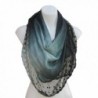 Terra Nomad Women's Vintage Inspired Ombre' Triangle Scarf with Sheer Lace Trim - Black Ombre' - CZ110FUEQ93