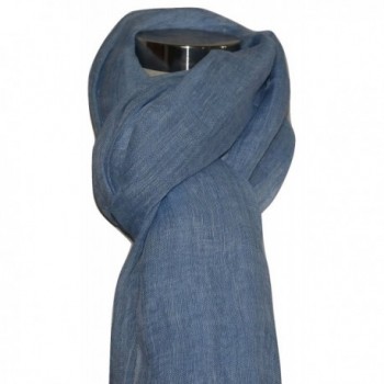 Handcrafted Flax Linen Scarf In Sky Blue & White Melange. X1683 - C0182XL2XQI