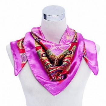 Premium Silky Rayon Paisley 35"*35" Square Neck Scarf for Women Clothing Decor - Pink - CC120TUMSU7
