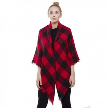 Versatile Oversized Gingham Check Red in Fashion Scarves