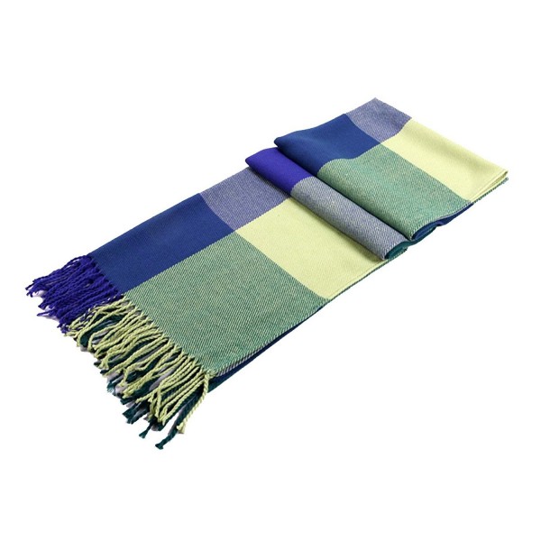 HuaYang Extra Long Warm Winter Imitation Cashmere Thicken Plaid Scarf Cappa Tippet Shawl(Blue_Green) - CG11QL482LF