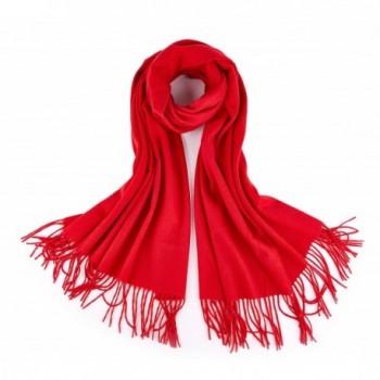 RIONA Women's 100% Merino Virgin Wool Large Scarf - Soft Warm Solid Cashmere Feel Poncho Cape - 17003_red - CV188IS98X4