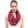 Lina & Lily Running Horses Print Women's Infinity Scarf - Dark Red/White - CT12BMJTC0X