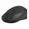 Genuine Made In The USA Leather IVY Flat Cap - Black - CB119EBLQGF