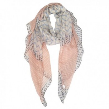 GERINLY Soft Stylish Shawl Wrap: Wave Stripe Print Lightweight Scarf - Skyblue+lightsalmon - CS182YOLSDY