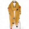 ScarvesMe Glamorous Fashion Light Weight Solid Pom Pom Oblong Scarf - Mustard - CM1856535W7