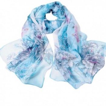 Creazy Fashion Chinese style Lady Long Wrap Women's Shawl Chiffon Scarf Scarves - Blue - CJ12FSL08GX