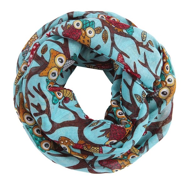 Evelin LEE Women Fashion Cute Soft Light Weight Cartoon Owl Sheer Infinity Scarf - C - CF12O647IMC