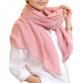 Freedi Solid Cotton Linen Silk Scarf Wraps Artificial Pashmina Shawls Women Winter Cn648 - Pink - CC11PVRHK93
