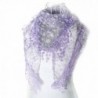 DaySeventh Fashion Lace Tassel Sheer Burntout Floral Print Triangle Mantilla Scarf Shawl (Purple) - CO11GK3XZ1J