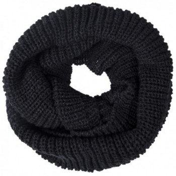 Oryer 2 Pack Womens Winter Warm Thick Knit Infinity Scarf Circle Loop Cowl Scarf - Black - C4188209YL7