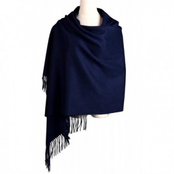 Women Soft Cashmere Wool Wraps Shawls Stole Scarf - Large Size 78"x 28" - Navy - C2184IO908E