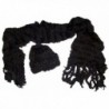 N'Ice Caps Womens Fancy Feather Yarn Hat And Scarf Accessory Set - Black - CU124NDYQRT