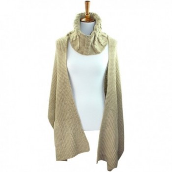 Taupe Knit Cowl Scarf Pockets