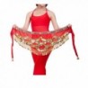 Ru Sweet Triangular Belly Dancing Hip Scarf Wrap Skirt And Gold Coins - Red - CM11TF7EWNR