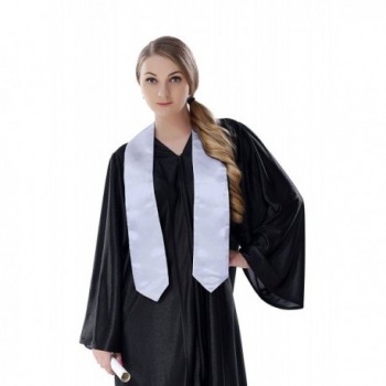 GraduationForYou Graduation Stole Made Of Bridal Shiny Satin For Your Graduation Ceremony - White - CS12K5YLD1H