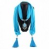 Long Resin Little Rhinestone Pendant Shawl Scarf Necklace - Light Blue - CT12OHAGX8J