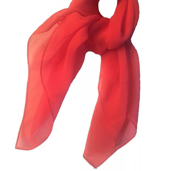 TC 50s Shop Vintage Style Sheer Chiffon Square Neck Scarf - "Coral Red 27"" X 27""" - CH186CNWU75