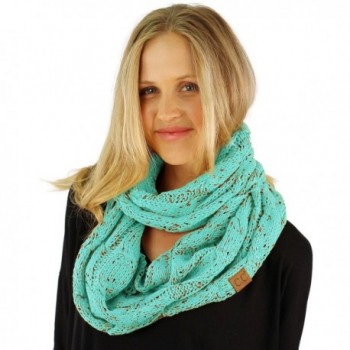 CC Confetti Soft Chunky Pullover Knit Long Loop Infinity Hood Cowl Scarf - Mint - CN186H4OYUG