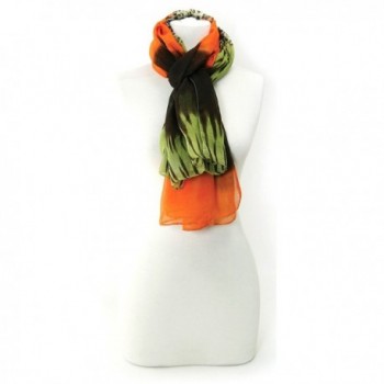 Multi-Print Scarf with Leopard Print and Solid Designs - Orange - CC11G3PTSBF