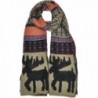 Hand By Hand Aprileo Women's Nordic Moose Knitted Scarf Winter Warmth Long - Taupe Multi. - C112GUFWSWX
