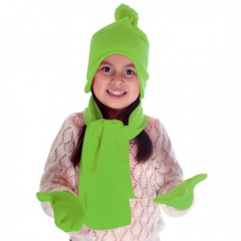 Simplicity Unisex Kid's Winter Knit Fleece Hat- Scarf- and Glove Set - Lime - CH11P0V8XMX