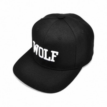 AStorePlus Super Cool Baseball Hat Hip-Hop Wolf Adjustable Embroidery Snapback Cap- Black - Black - CN17YWYSLKT