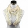 JSL Lace Tassel Sheer Mesh Floral Print Lightweight Triangle Scarf Shawls and Wraps - 16 - C1186WAOY32