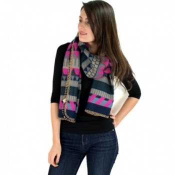 Modadorn Native American Style Blanket Scarf - Native American Stitch Trimmed Blanket Pink - CW120QI13OJ