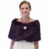 Tion Bridal Women Bridal Fur Wrap One Size- Purple Shawl with Free Brooch - CK11FUWWGLB