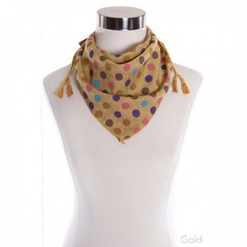 ScarvesMe Colorful Poka Dot Fashion Bandana with Tassel Accent Neckerchief Scarf - Gold - CU17XWEE3L2