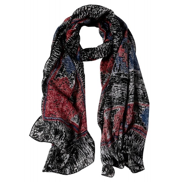 GERINLY Womens Scarves - Bohemian Style Wrap Shawl Vintage Cozy Scarf - Black - CT188WQAARR