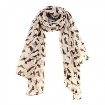 Tsmile Women Clowder Cat Scarf Chiffon Wrap Lady Shawl Chiffon Scarf Scarves - White - CS186O792ZH