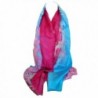 Plush Embossed Floral Print Silky Soft Organza Scarf Shawl Wrap Stole Head Scarves - Pink Blue - C617Z4I7SZ9