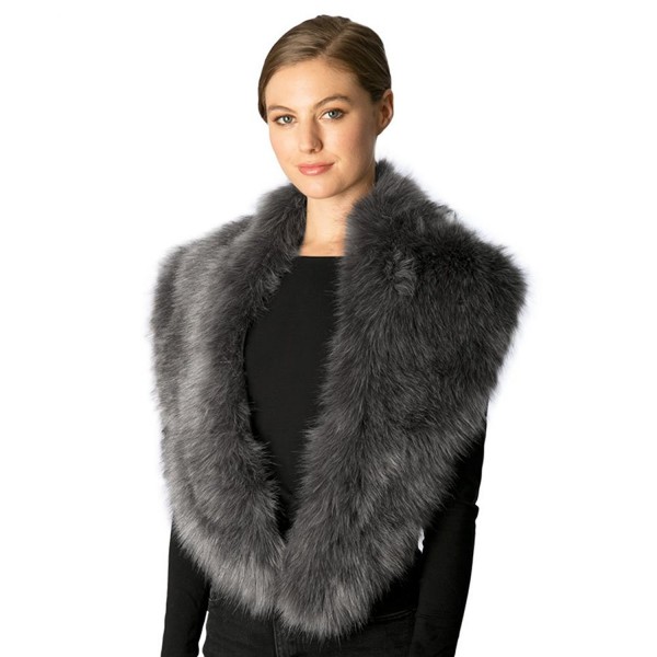 Fashion 21 Women's Luxury Faux Fur Fashion Trendy Warm Long Scarf Shawl Wrap - With Slit - Grey - CJ185QERG6T